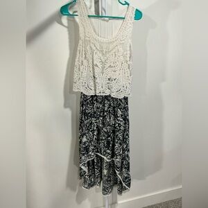 Sugarlips White and Black High Low Dress